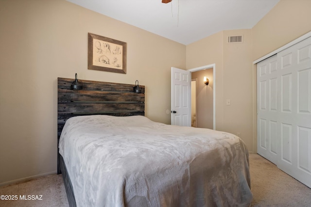 11300 N Scioto Ave, Oro Valley, AZ 85737 - bedroom featuring light carpet, a closet, and a ceiling fan