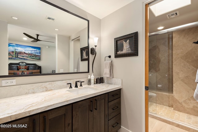 14198 N Gallery Pl, Marana, AZ 85658 - full bathroom with vanity, a stall shower, and recessed lighting