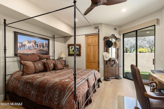14198 N Gallery Pl, Marana, AZ 85658 - bedroom with light wood finished floors, access to outside, recessed lighting, and baseboards