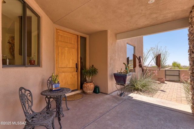 14198 N Gallery Pl, Marana, AZ 85658 - entrance to property featuring stucco siding and a patio
