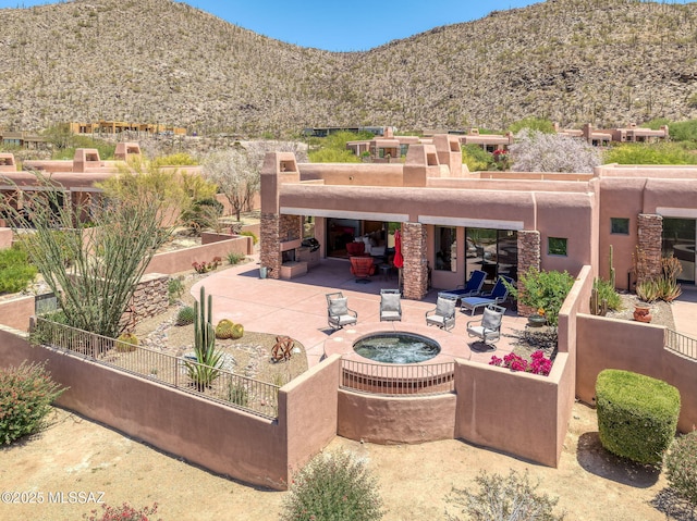 14198 N Gallery Pl, Marana, AZ 85658 - view of patio with a mountain view and an in-ground hot tub