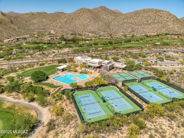14198 N Gallery Pl, Marana, AZ 85658 - aerial view of a pool area and a mountain backdrop