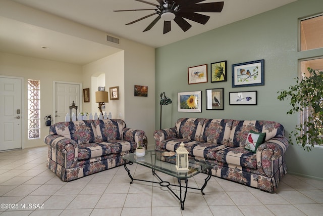 2246 E Amaranth St, Oro Valley, AZ 85755 - living area featuring a ceiling fan, tile patterned flooring, and baseboards