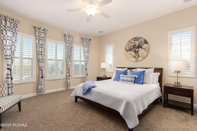 6719 W Kaibab Trl, Marana, AZ 85658 - bedroom with carpet floors, baseboards, and a ceiling fan