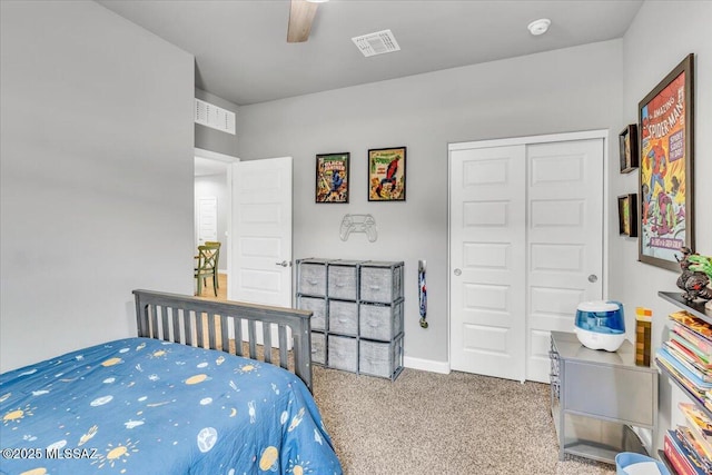 10094 N Cardon Grande Trl, Marana, AZ 85653 - carpeted bedroom featuring a closet, a ceiling fan, and baseboards