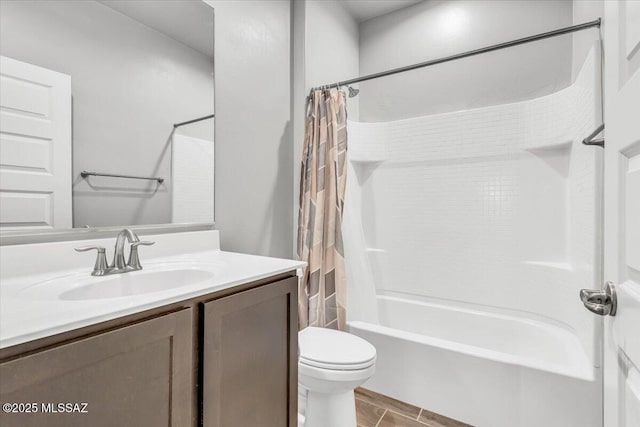 10094 N Cardon Grande Trl, Marana, AZ 85653 - bathroom with toilet, vanity, and shower / bath combination with curtain