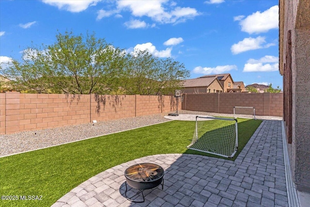 10094 N Cardon Grande Trl, Marana, AZ 85653 - view of yard with an outdoor fire pit and a patio