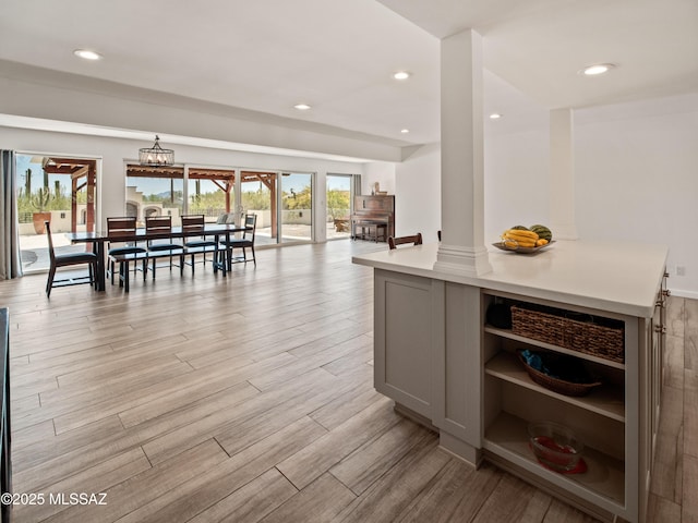 5825 N Camino Miraval Dr, Tucson, AZ 85718 - dining area featuring light wood finished floors and recessed lighting