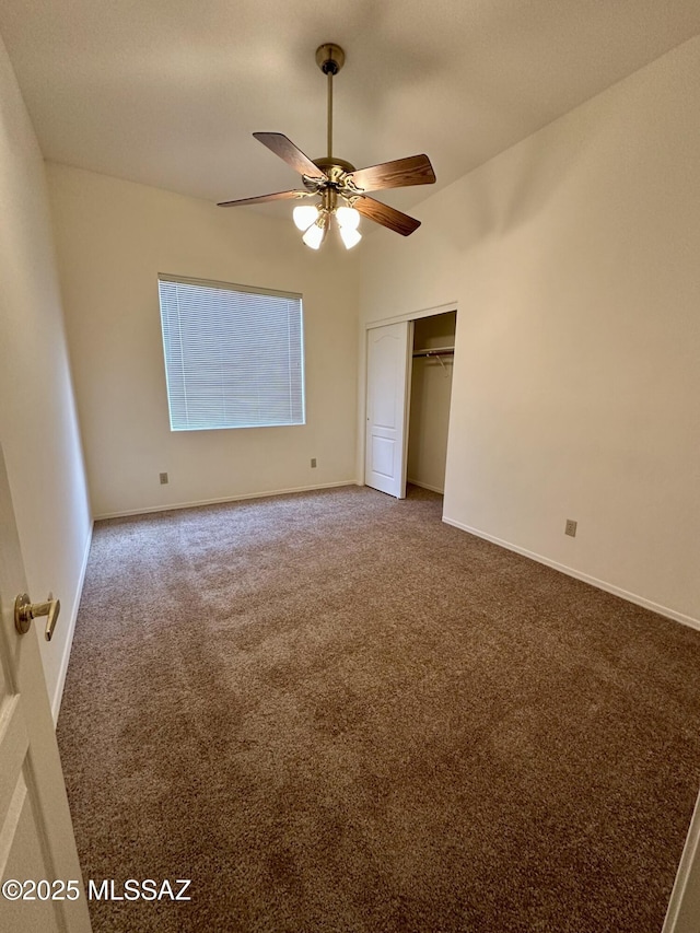 1989 N Camino Agrios, Tucson, AZ 85715 - unfurnished bedroom featuring carpet, a closet, baseboards, and ceiling fan