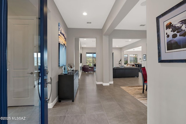 66450 E Sundance Pl, Saddlebrooke, AZ 85739 - corridor with baseboards, french doors, recessed lighting, and tile patterned flooring