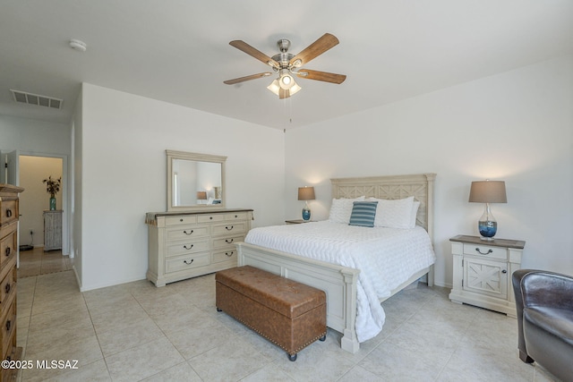 825 E Gunsight Mountain Pl, Sahuarita, AZ 85629 - bedroom featuring light tile patterned floors, baseboards, and a ceiling fan