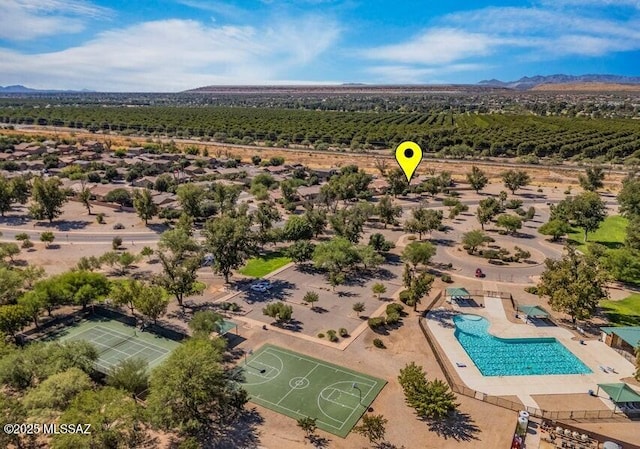 825 E Gunsight Mountain Pl, Sahuarita, AZ 85629 - drone / aerial view of a pool and a mountain backdrop