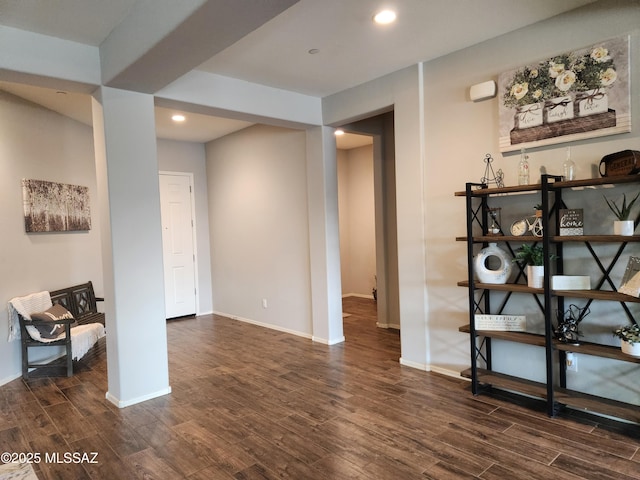12493 N Blondin Dr, Marana, AZ 85653 - living room featuring dark wood-type flooring, recessed lighting, and baseboards