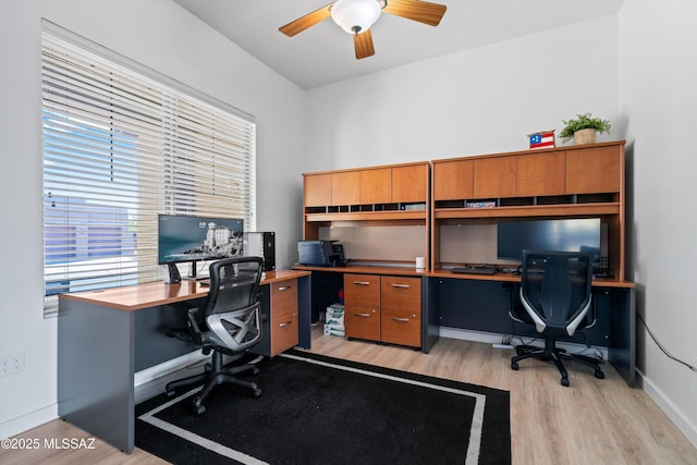 9451 S Via Bandera, Vail, AZ 85641 - home office with light wood-type flooring, ceiling fan, and baseboards