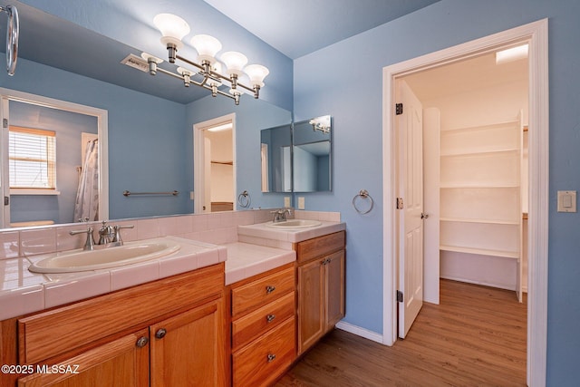 1176 W Trigger Ln, Cochise, AZ 85606 - bathroom with wood finished floors, baseboards, and double vanity