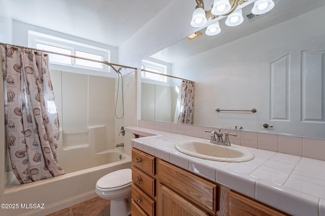 1176 W Trigger Ln, Cochise, AZ 85606 - full bathroom featuring shower / bath combo, vanity, toilet, and tile patterned floors