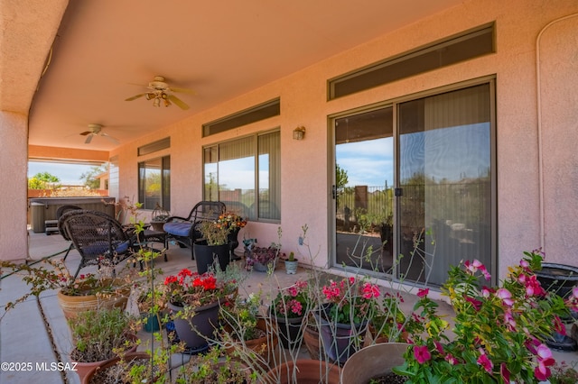 1797 W Naranja Dr, Oro Valley, AZ 85737 - view of patio featuring a ceiling fan and an outdoor hangout area