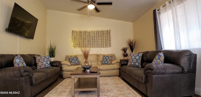 1732 W Pineriver Pl, Tucson, AZ 85746 - living room with ceiling fan and lofted ceiling
