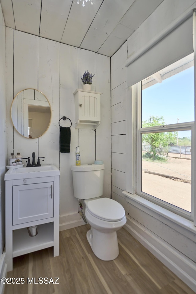 203 N Kellum Ave, Bowie, AZ 85605 - half bath featuring toilet, wood finished floors, and vanity