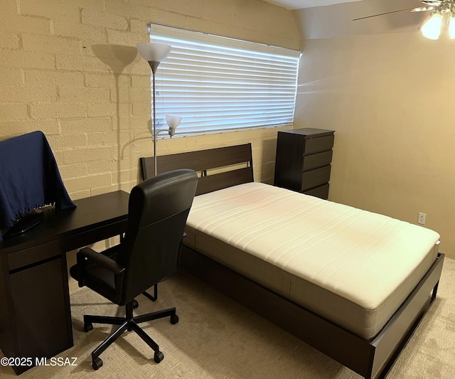 bedroom featuring carpet flooring and ceiling fan