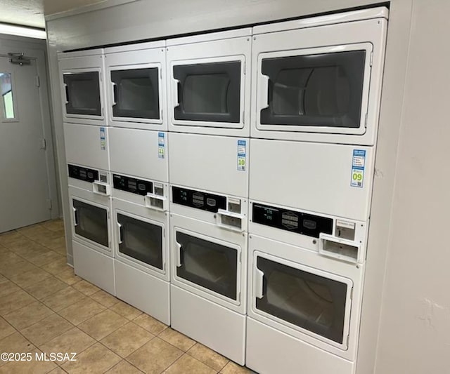closet with stacked washer and clothes dryer and separate washer and dryer