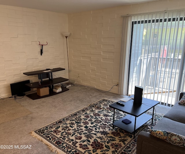 view of carpeted living area