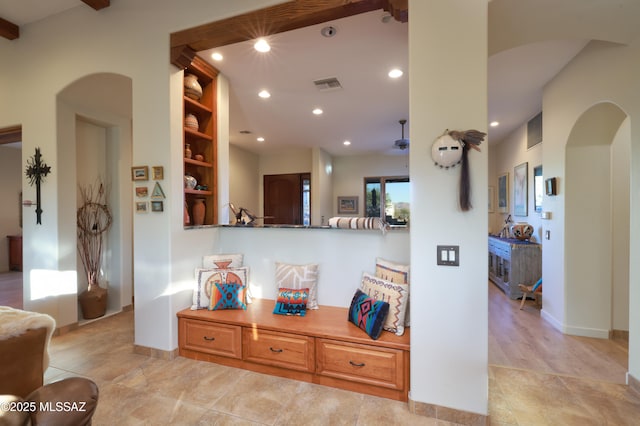 12800 W Arivaca Rd, Amado, AZ 85645 - hallway with arched walkways, recessed lighting, and baseboards