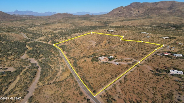12800 W Arivaca Rd, Amado, AZ 85645 - overview of rural landscape featuring property parcel outlined and mountains
