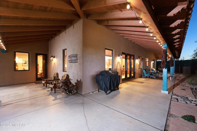 12800 W Arivaca Rd, Amado, AZ 85645 - view of patio / terrace featuring french doors, a grill, and outdoor dining space