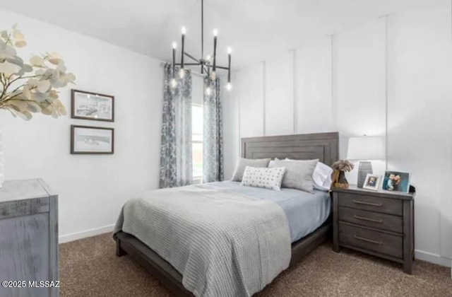 12734 E Russo Dr, Vail, AZ 85641 - carpeted bedroom featuring a chandelier and baseboards
