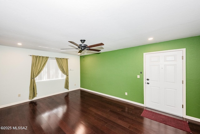 2607 E Adams St, Tucson, AZ 85716 - empty room featuring a ceiling fan, wood finished floors, recessed lighting, and baseboards