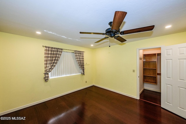 2607 E Adams St, Tucson, AZ 85716 - empty room with wood finished floors, recessed lighting, a ceiling fan, and baseboards