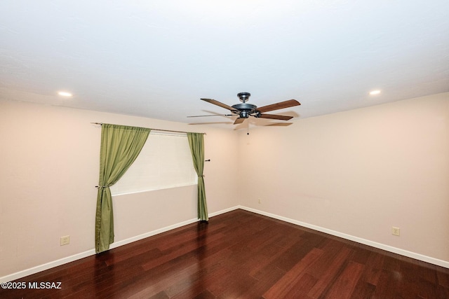 2607 E Adams St, Tucson, AZ 85716 - unfurnished room featuring wood finished floors, a ceiling fan, recessed lighting, and baseboards