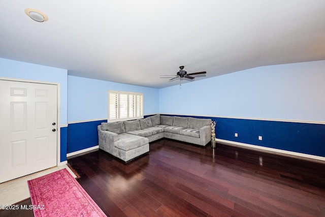 2607 E Adams St, Tucson, AZ 85716 - living area with ceiling fan, wood finished floors, and baseboards