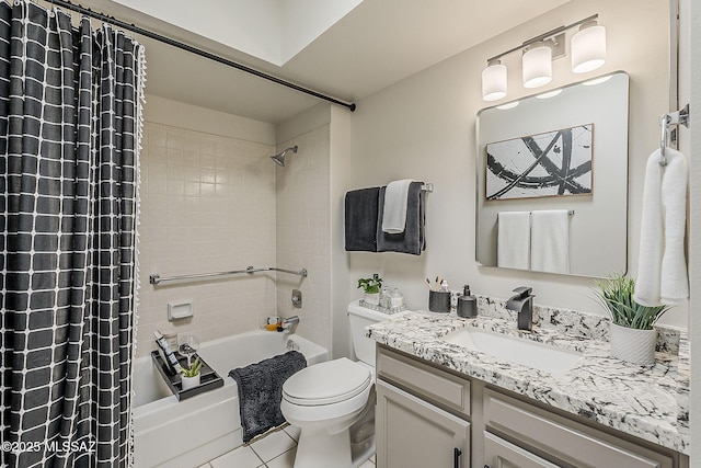 2756 S Via Del Bac, Green Valley, AZ 85622 - bathroom with shower / bath combo, toilet, tile patterned flooring, and vanity