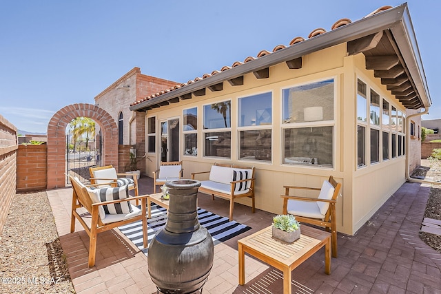 2756 S Via Del Bac, Green Valley, AZ 85622 - view of patio / terrace with outdoor lounge area and fence