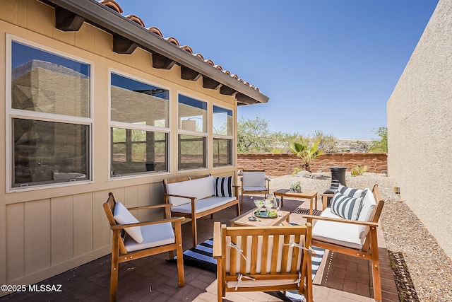 2756 S Via Del Bac, Green Valley, AZ 85622 - view of patio with an outdoor hangout area and fence