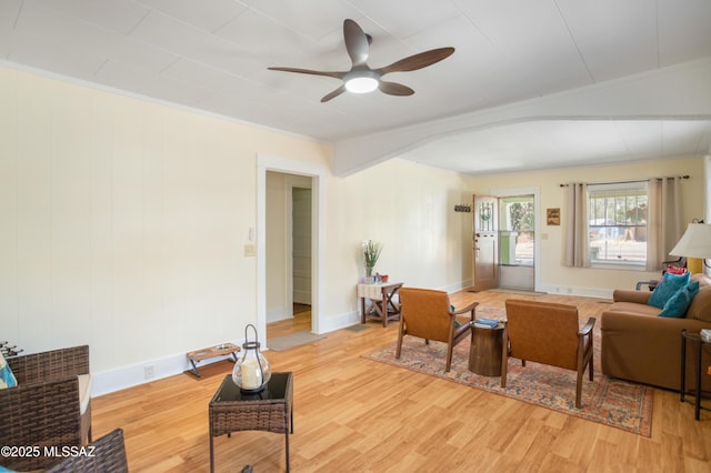 24 Black Knob, Bisbee, AZ 85603 - living room featuring light wood-type flooring, ceiling fan, and baseboards