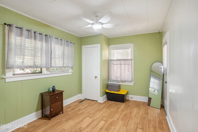 24 Black Knob, Bisbee, AZ 85603 - miscellaneous room featuring crown molding, light wood-type flooring, ceiling fan, and baseboards