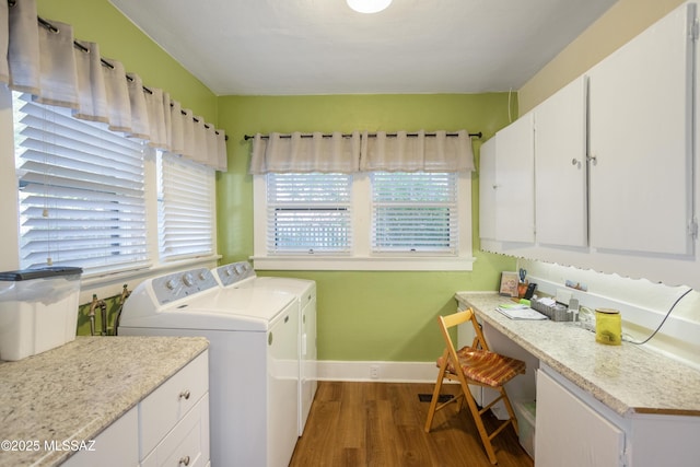 24 Black Knob, Bisbee, AZ 85603 - laundry area with dark wood finished floors, independent washer and dryer, baseboards, cabinet space, and a desk
