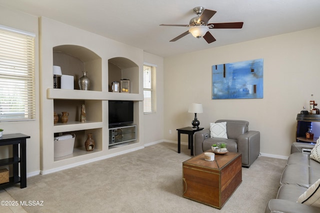 368 W Sacaton Canyon Dr, Oro Valley, AZ 85755 - living area with ceiling fan and carpet floors