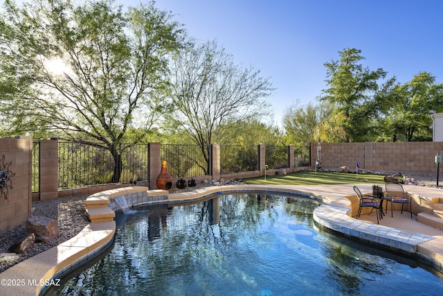 368 W Sacaton Canyon Dr, Oro Valley, AZ 85755 - view of pool with a fenced backyard and a patio