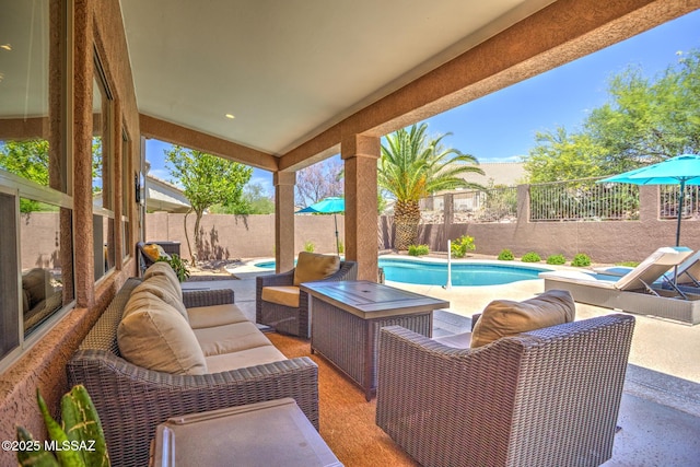 218 W Milbrae Springs Dr, Oro Valley, AZ 85755 - fenced backyard featuring a patio area and an outdoor hangout area