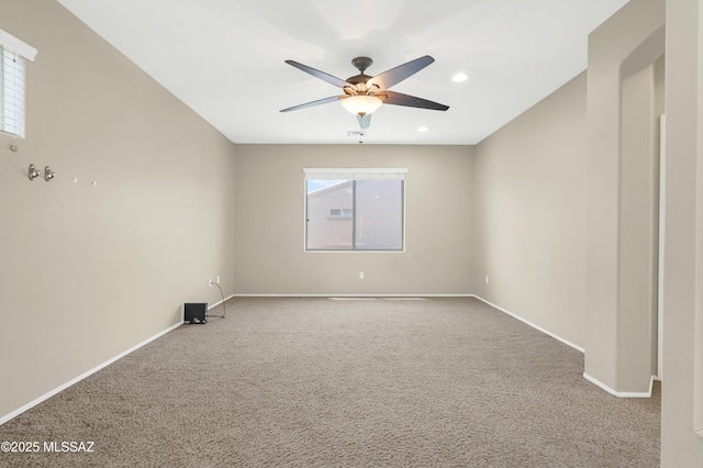 2247 W Night Air Ln, Tucson, AZ 85741 - carpeted empty room with a ceiling fan, baseboards, and recessed lighting