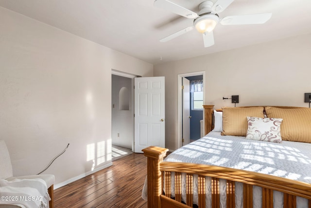 2826 E Kleindale Rd, Tucson, AZ 85716 - bedroom featuring hardwood / wood-style flooring, ceiling fan, and baseboards