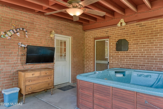 2826 E Kleindale Rd, Tucson, AZ 85716 - view of patio / terrace with a hot tub and ceiling fan