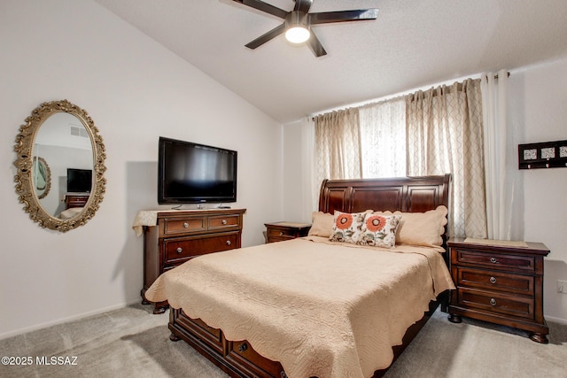 10095 E Autumnwind Pl, Tucson, AZ 85730 - bedroom with carpet floors, vaulted ceiling, baseboards, and ceiling fan