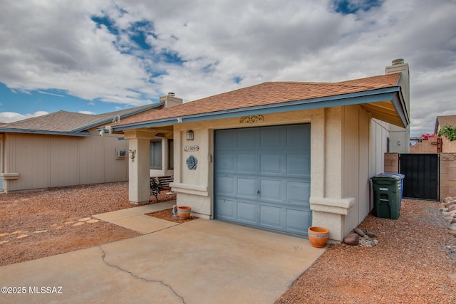 10095 E Autumnwind Pl, Tucson, AZ 85730 - single story home with driveway, an attached garage, a chimney, and fence