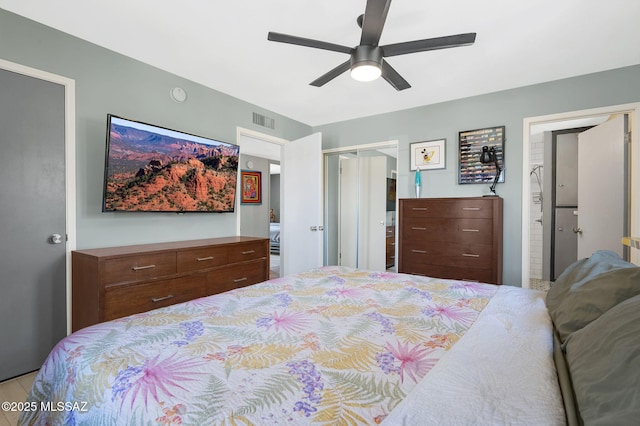 210 S Abrego Dr, Green Valley, AZ 85614 - bedroom with a closet, ceiling fan, and ensuite bathroom