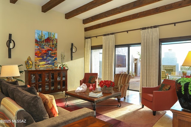 9971 N Desert Sky Rd, Oro Valley, AZ 85737 - living area with beam ceiling